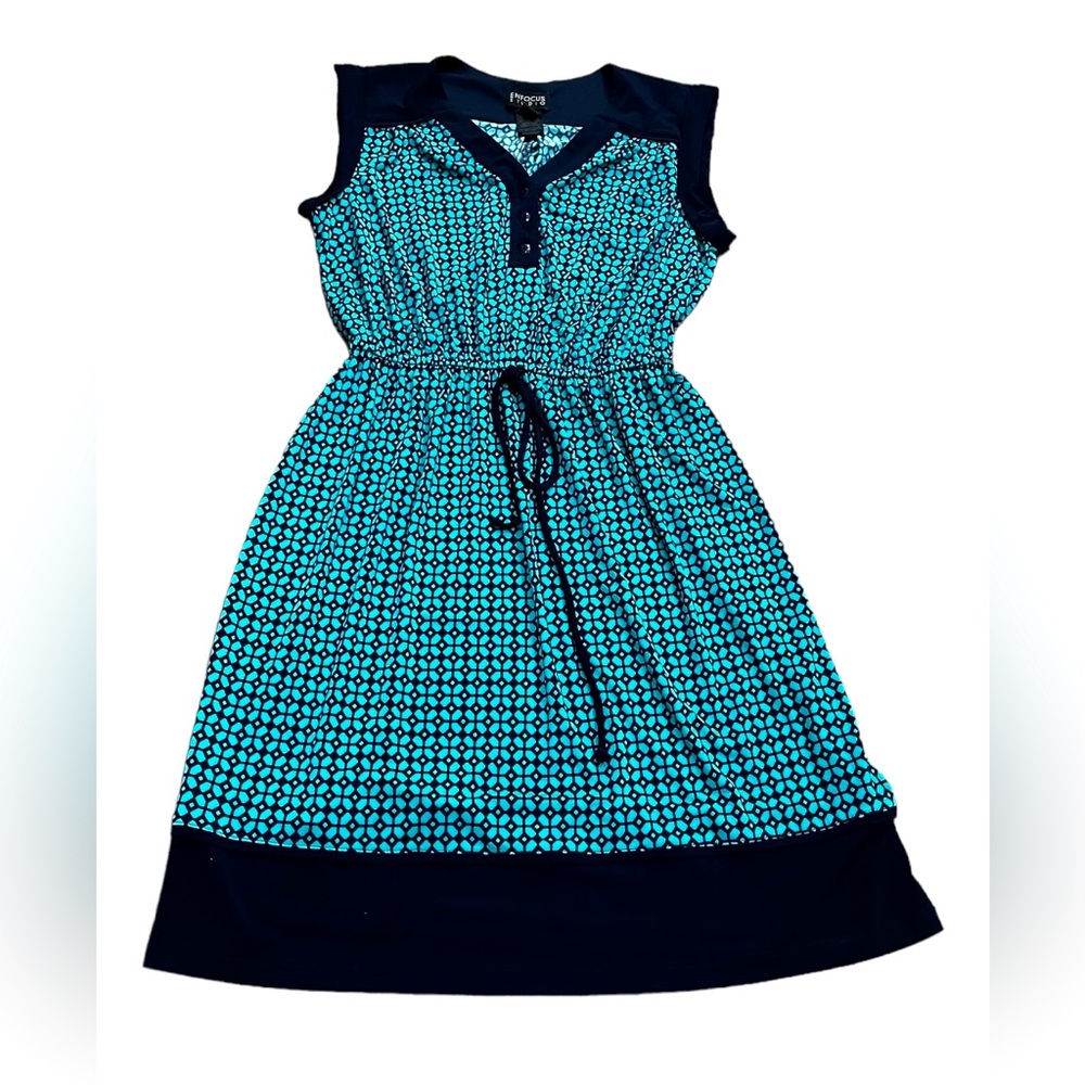 Enfocus Studio Women’s Dress, Size 4, Blue Green, Sleeveless, Knee Length